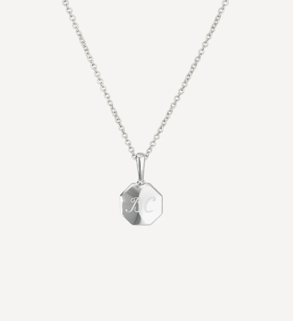 Signature Initial Necklace | Engraved Octagon
