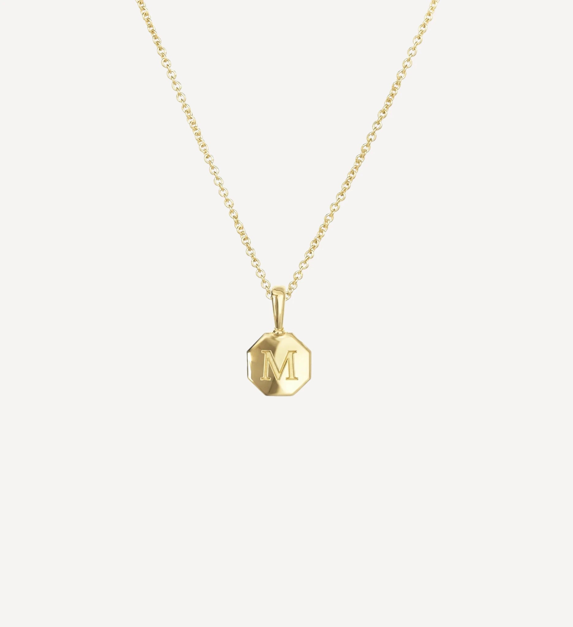 Petite Signature Initial Necklace | Engraved Octagon