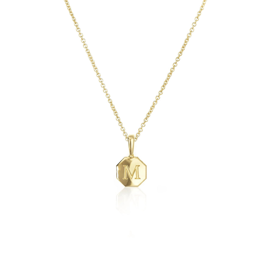 Signature Initial Necklace II | Engraved Octagon