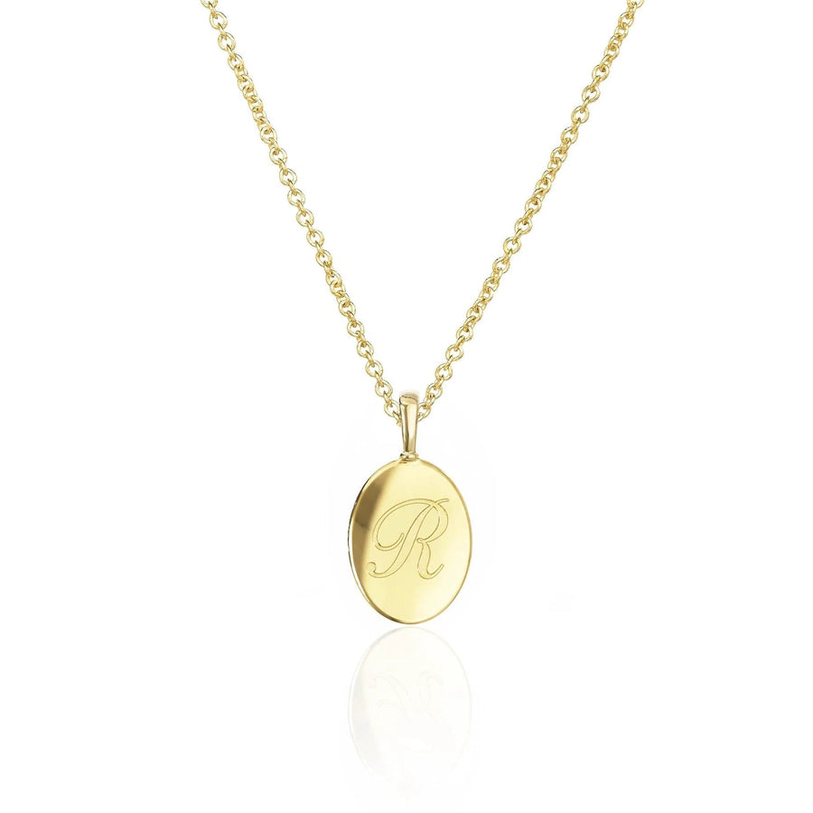 Signature Initial Necklace II | Engraved Oval