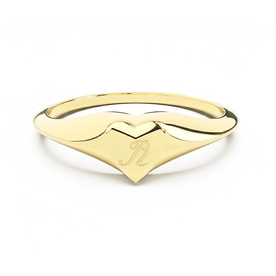 Petite Heart Signet II | Engraved Initial