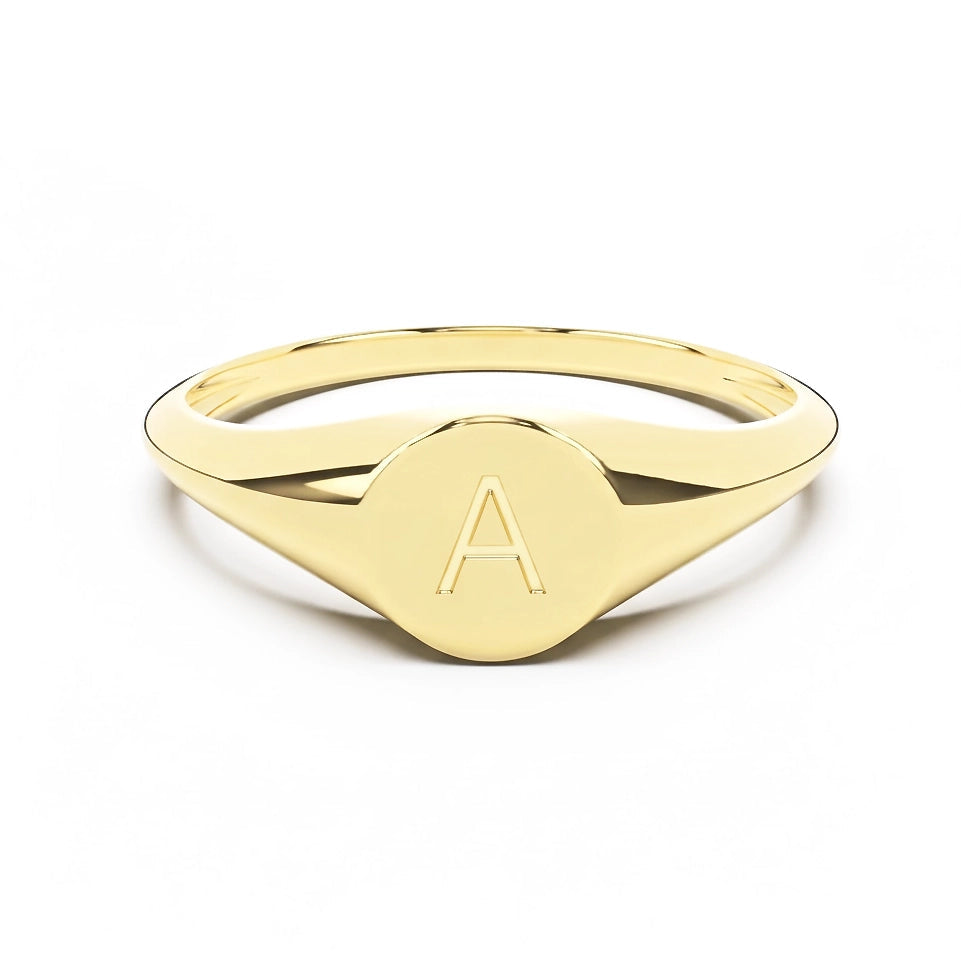 Petite Round Signet II | Engraved Initial