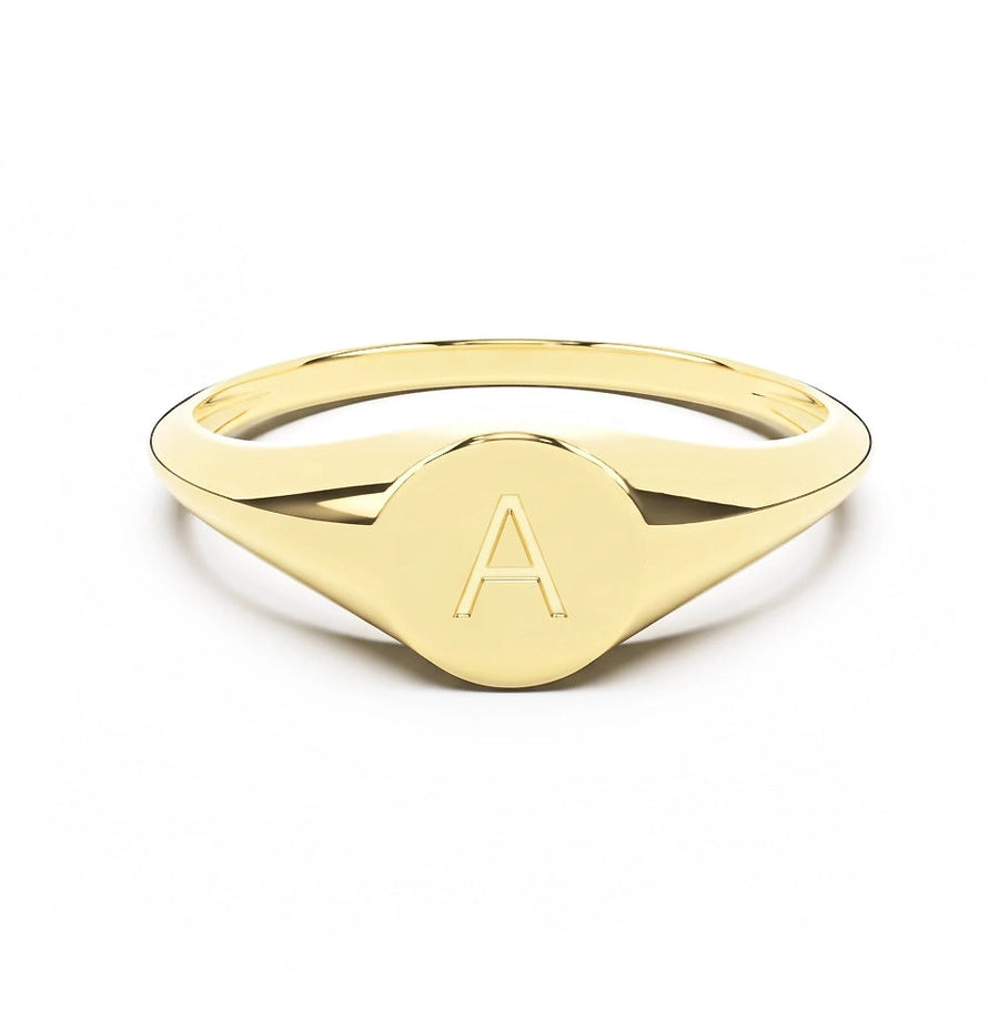 Petite Round Signet II | Engraved Initial