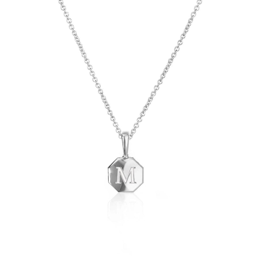 Signature Initial Necklace | Engraved Octagon