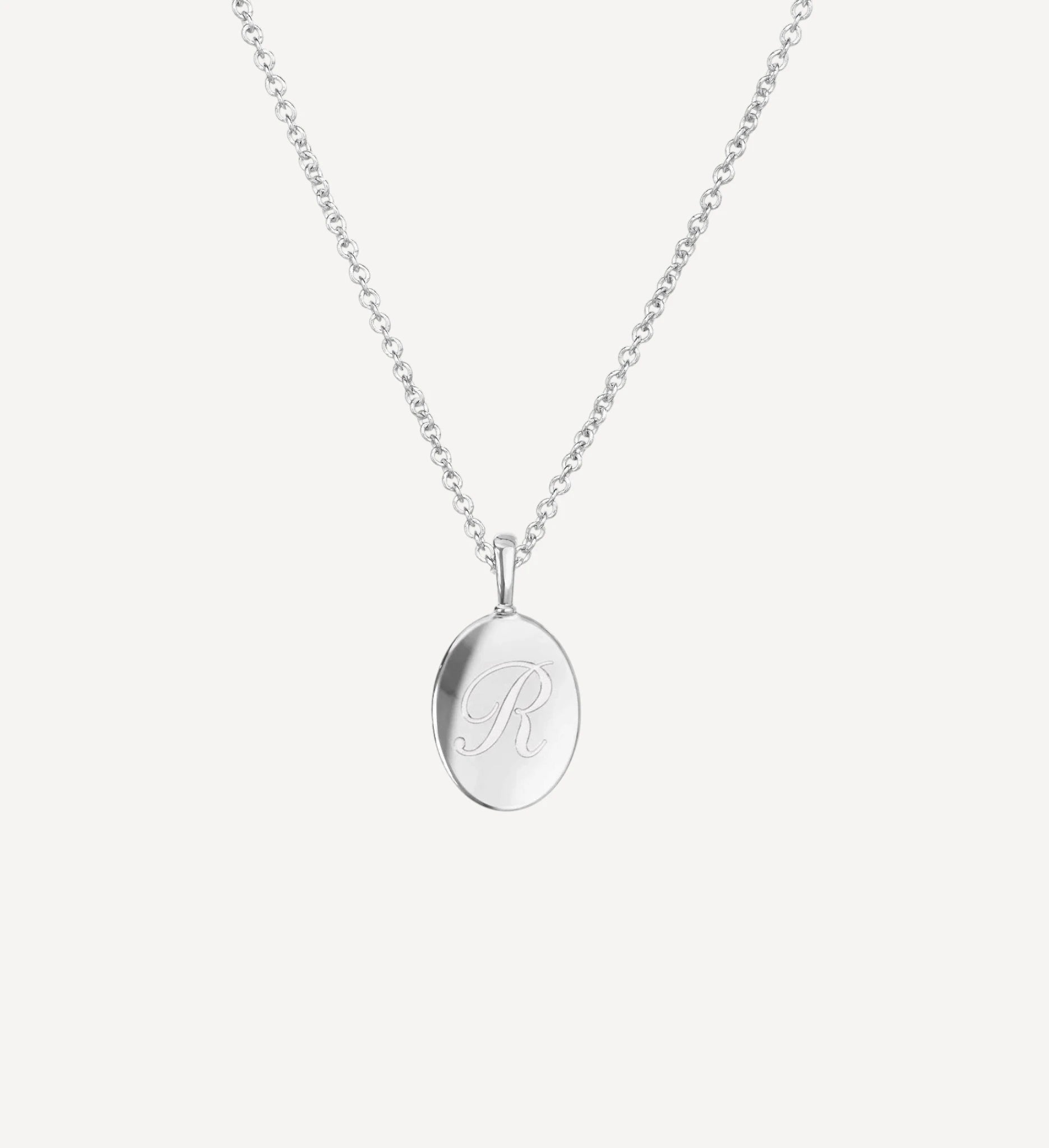 Signature Initial Necklace | Engraved Oval