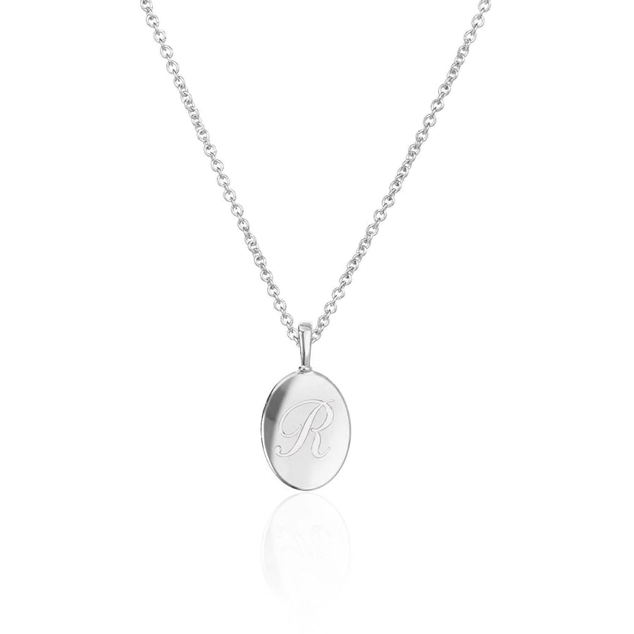 Signature Initial Necklace | Engraved Oval