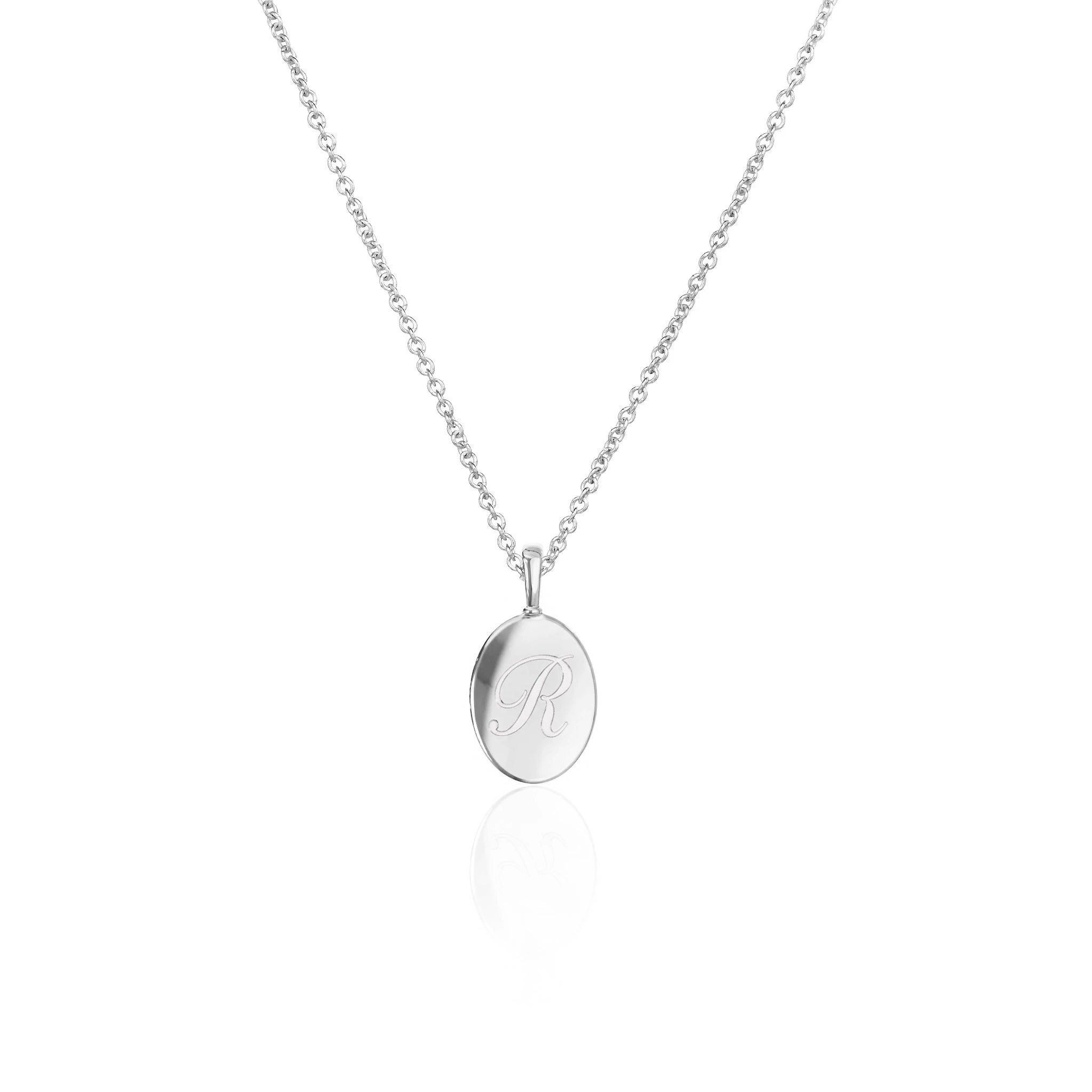 Signature Initial Necklace | Engraved Oval