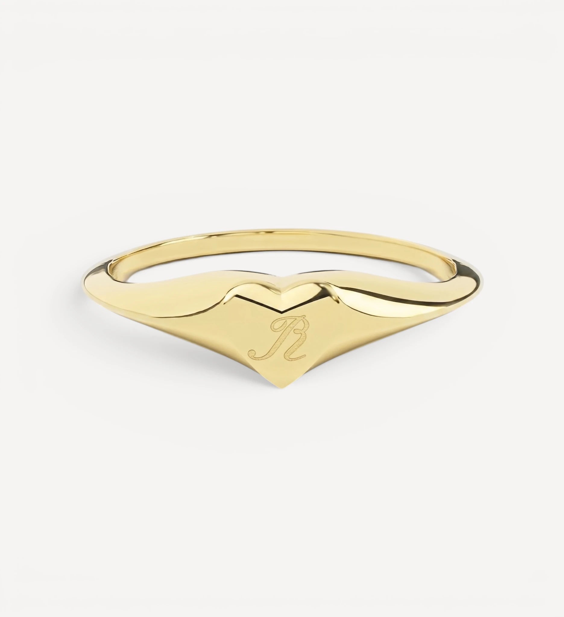 Petite Heart Signet II | Engraved Initial