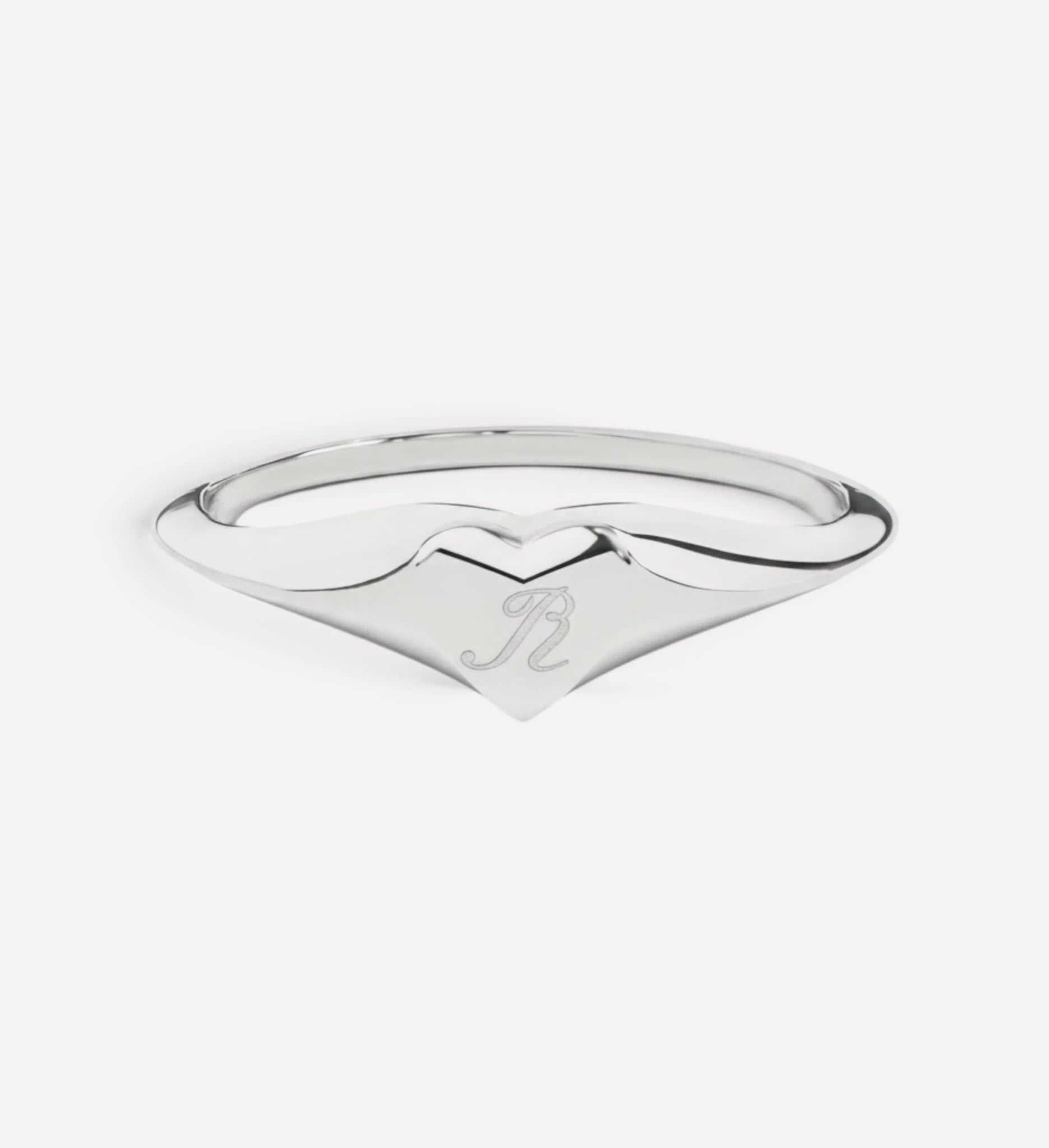 Petite Heart Signet | Engraved Initial
