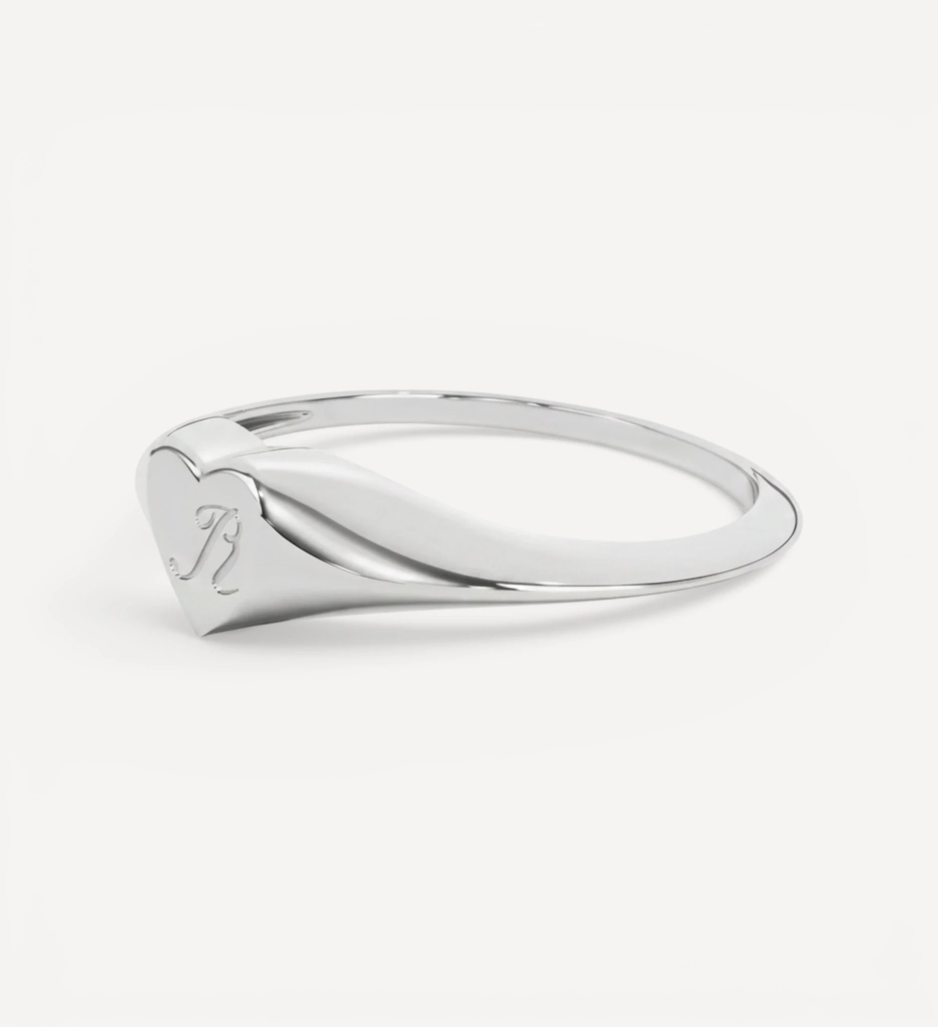 Petite Heart Signet | Engraved Initial
