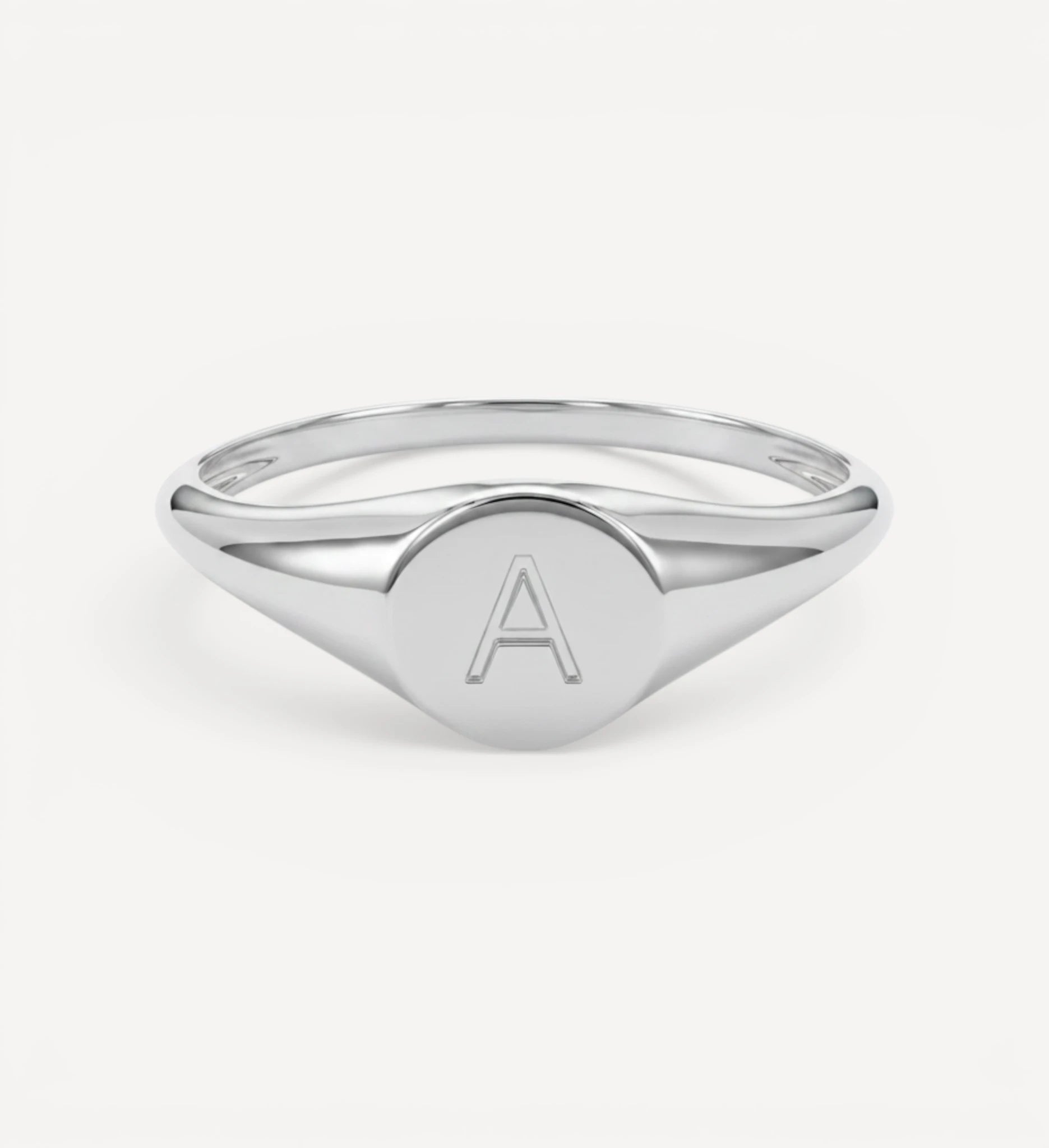 Petite Round Signet | Engraved Initial