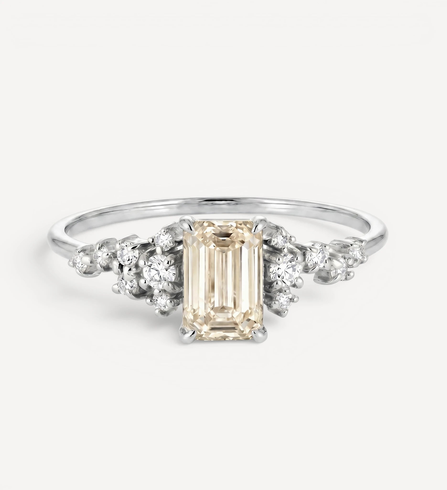 Selene ring | emerald champagne diamond