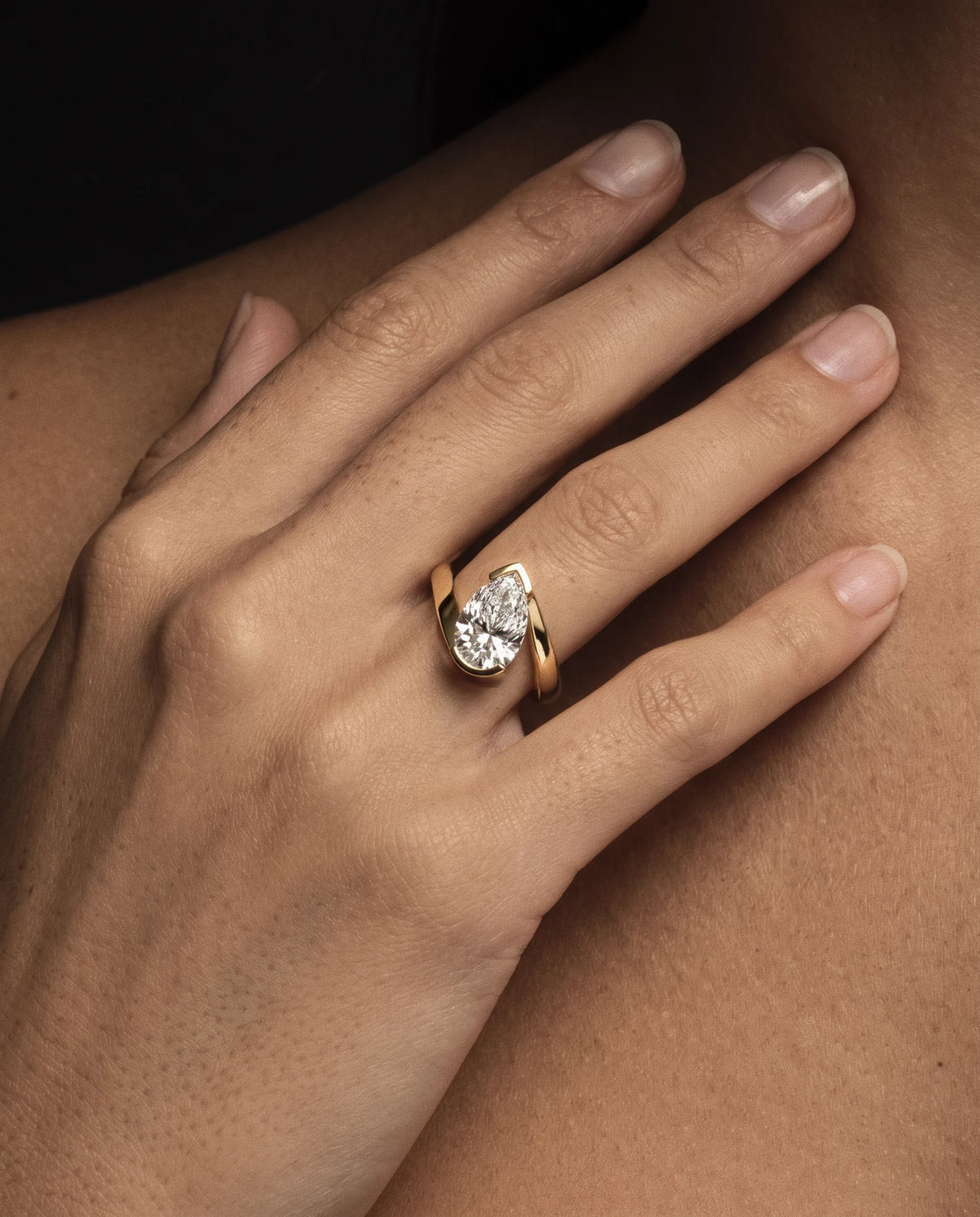 3.36ct Pear Diamond Half Bezel | One Of A Kind