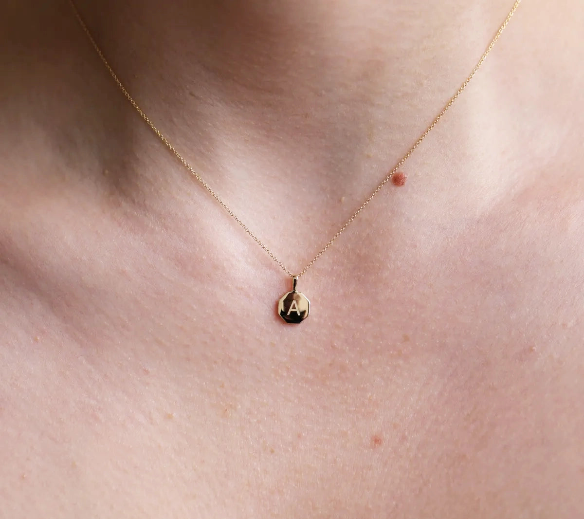 Signature Initial Necklace | Engraved Octagon