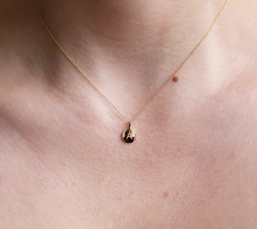 Signature Initial Necklace | Engraved Octagon