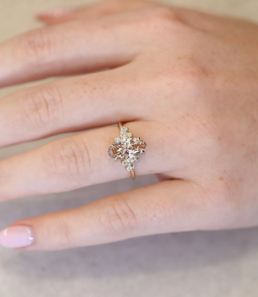 2.09ct Moval Champagne Diamond Cluster | One Of A Kind