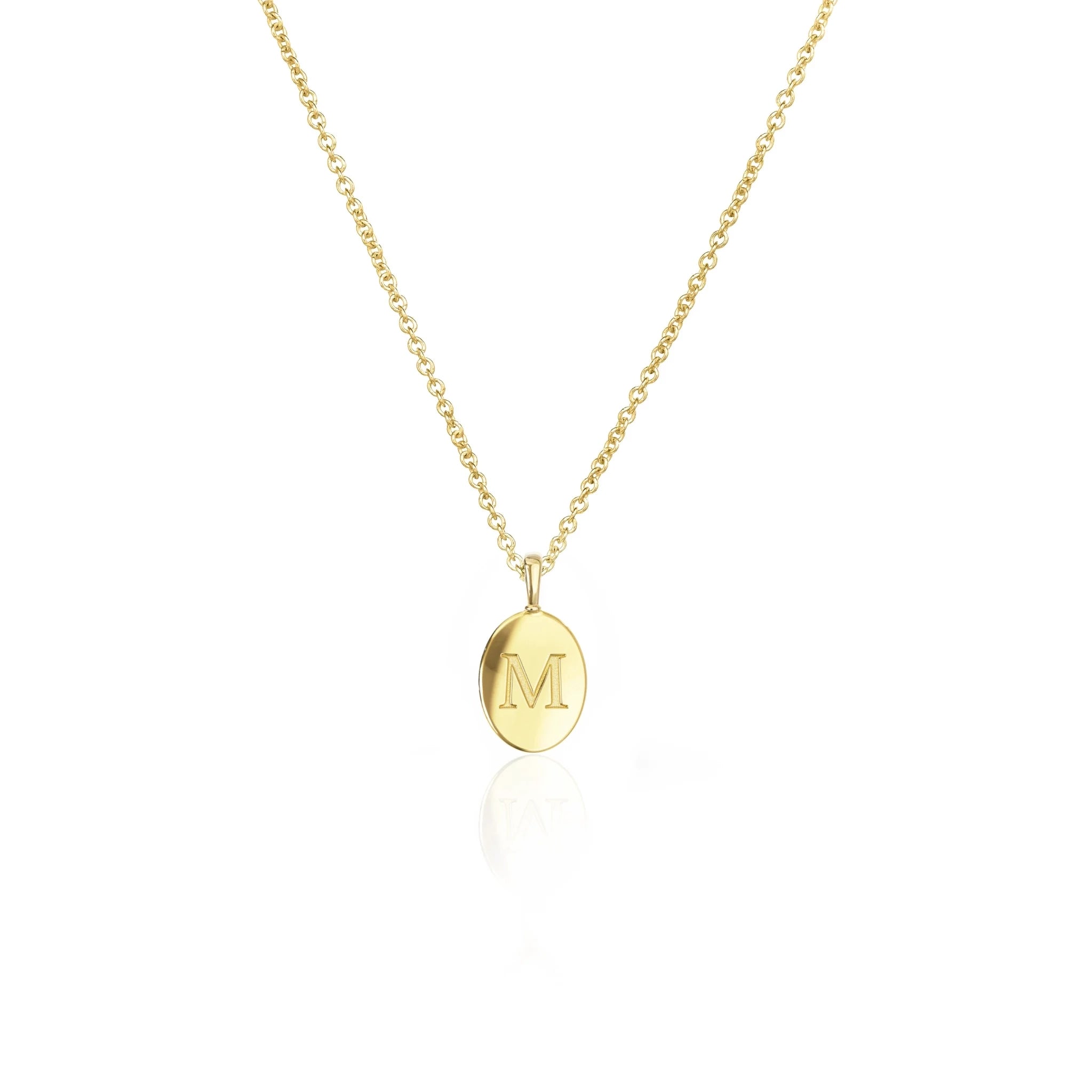 Petite Signature Initial Necklace II | Engraved Oval