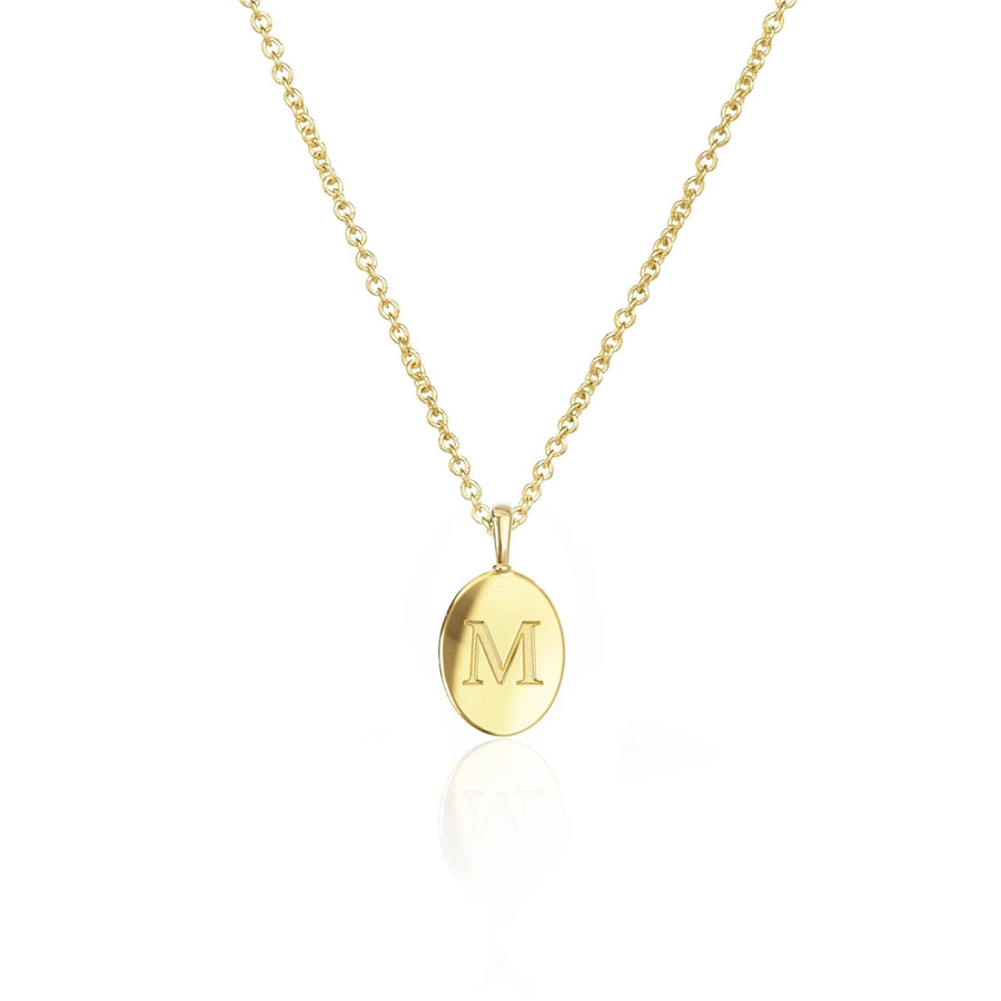 Petite Signature Initial Necklace II | Engraved Oval
