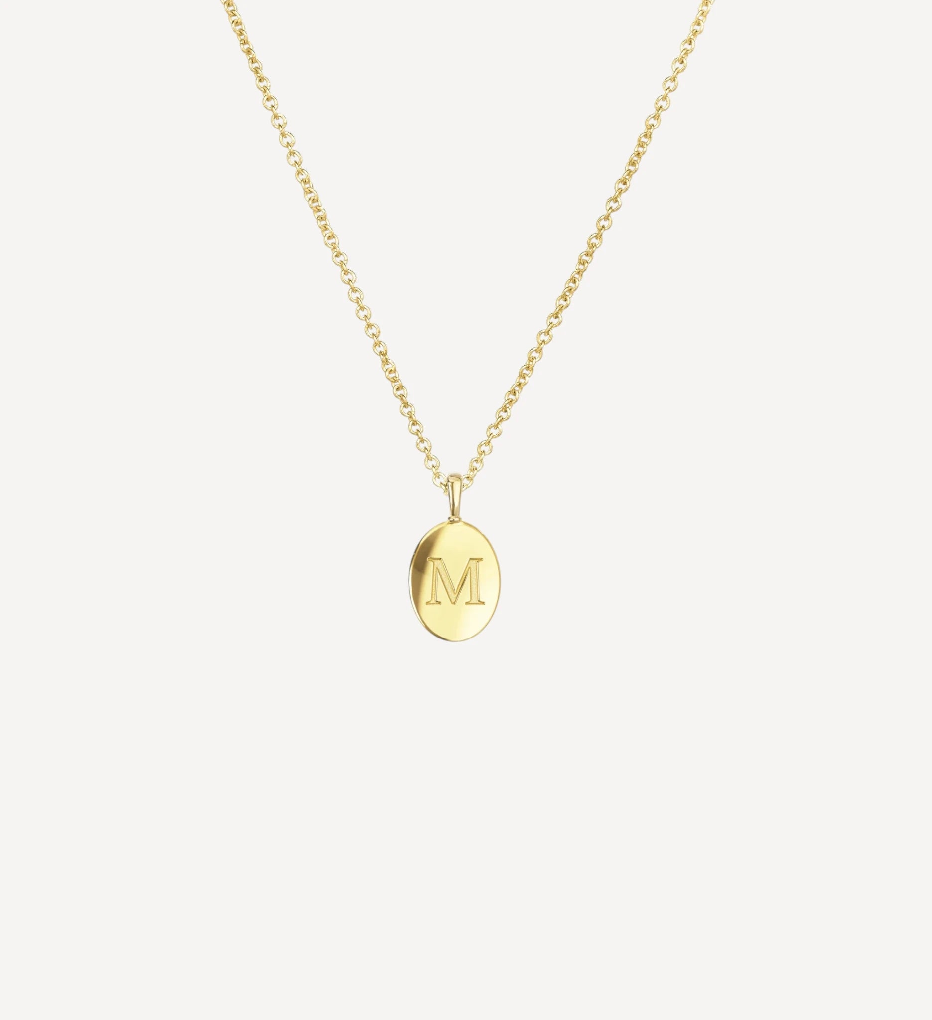Petite Signature Initial Necklace | Engraved Oval