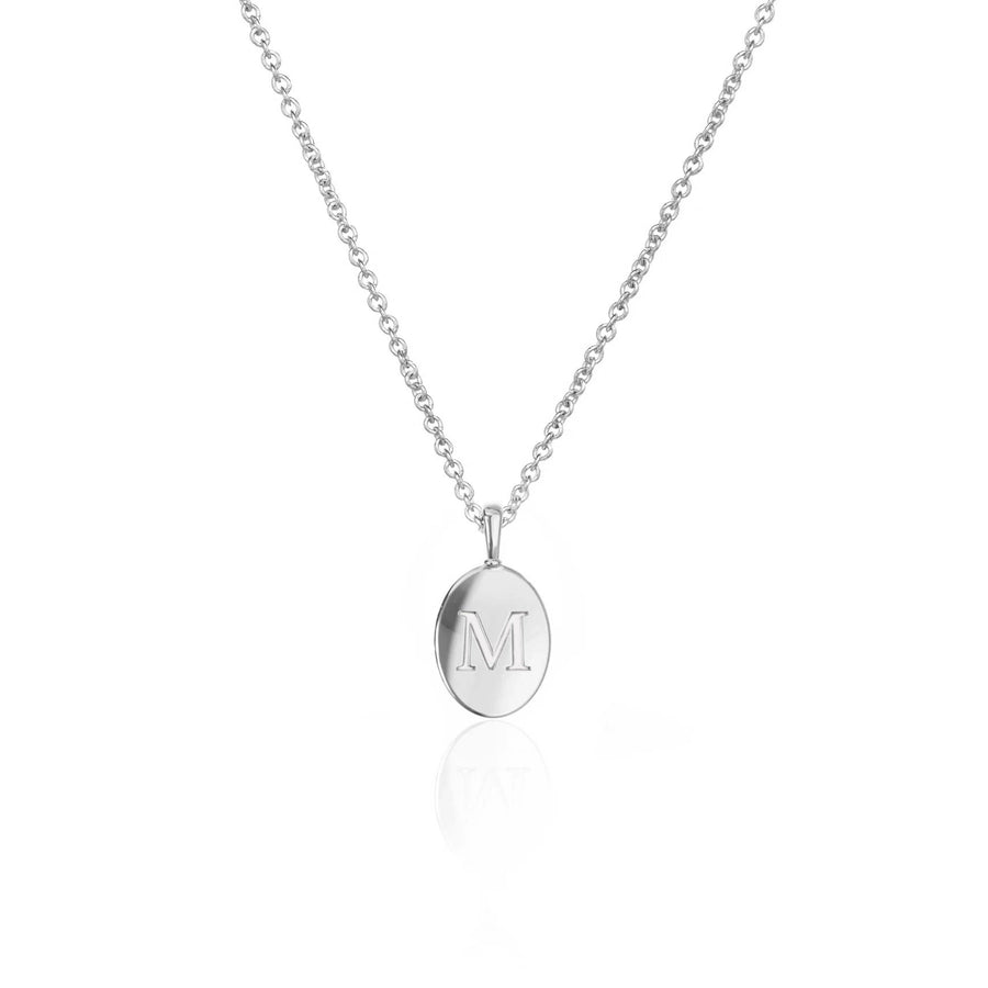 Petite Signature Initial Necklace | Engraved Oval