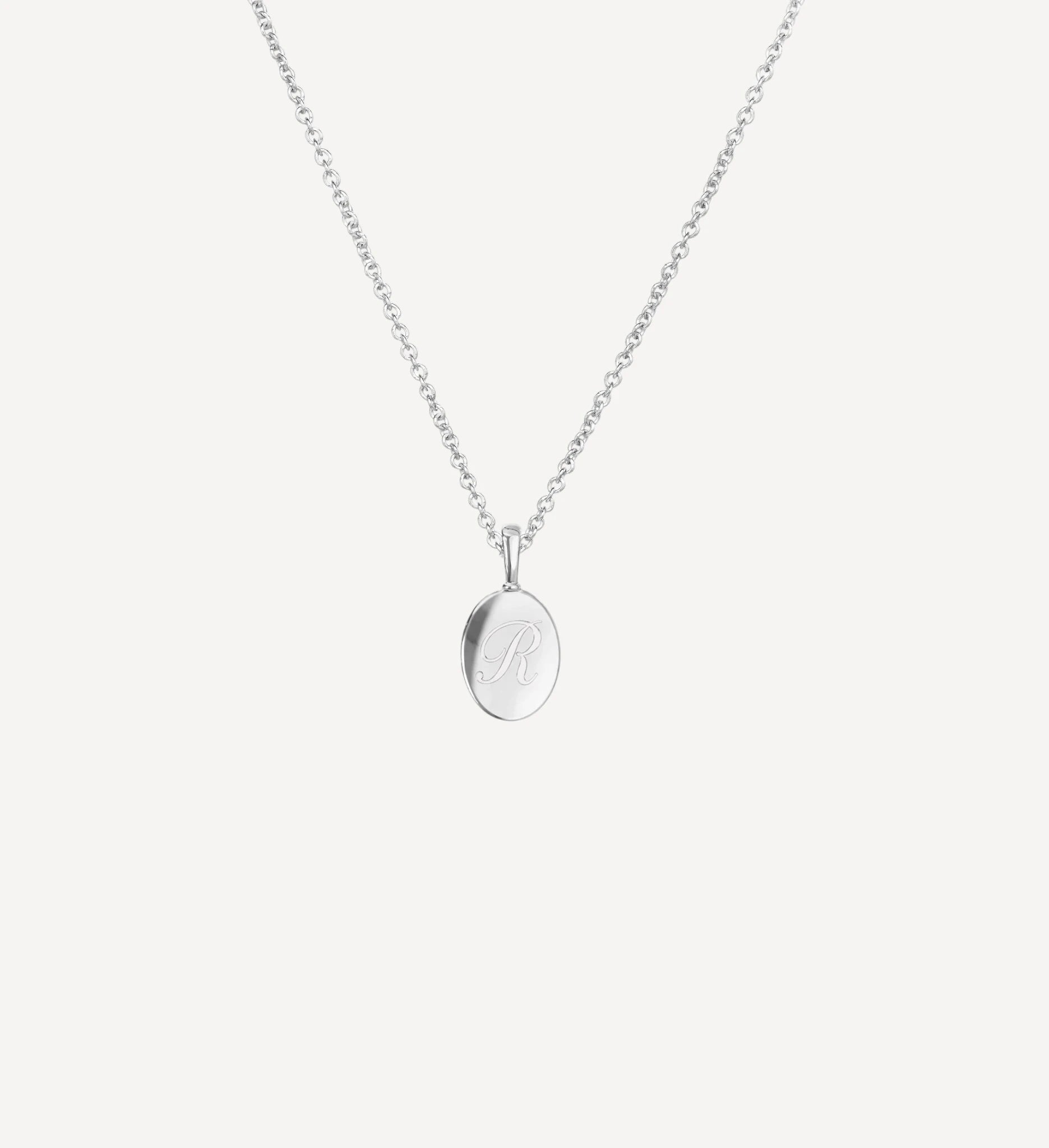 Petite Signature Initial Necklace | Engraved Oval