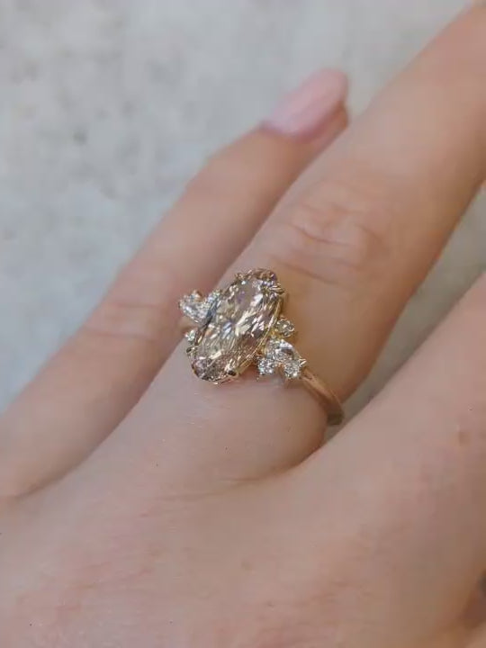 2.09ct Moval Champagne Diamond Cluster | One Of A Kind