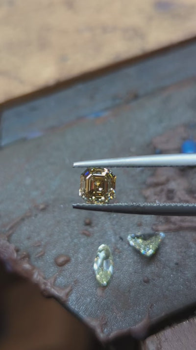 unique champagne Asscher diamond by HLSK jewellery handmade in Melbourne, Australia
