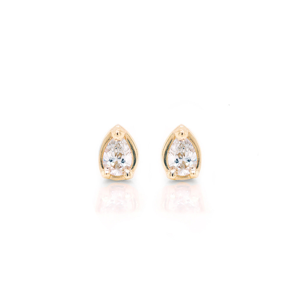 Petite Pear Diamond Studs II