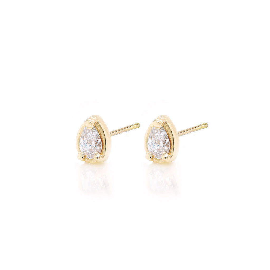 Petite Pear Diamond Studs II