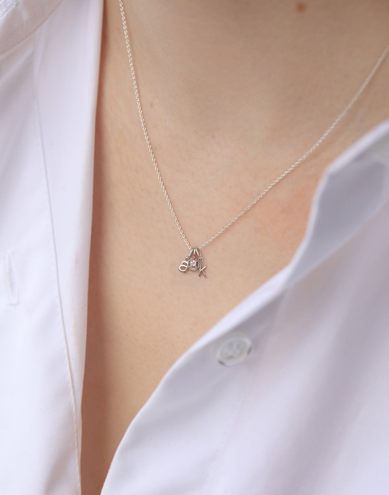 Birthstone & Double Letter Necklace