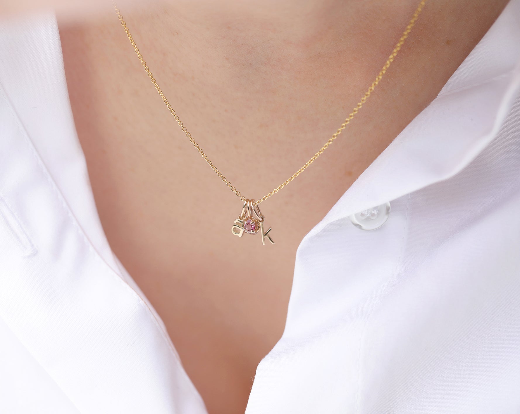 Birthstone & Double Letter necklace II