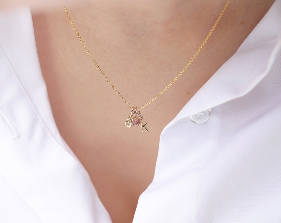 Diamond Double Name Necklace - 14K Solid Gold - Customized Initial Necklace  – Gelin Diamond