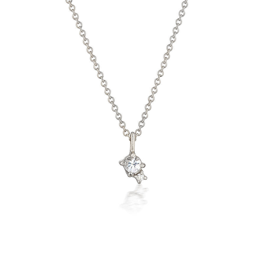 Sterling Silver Green CZ Created White Sapphire Heart Tennis Necklace | HSN