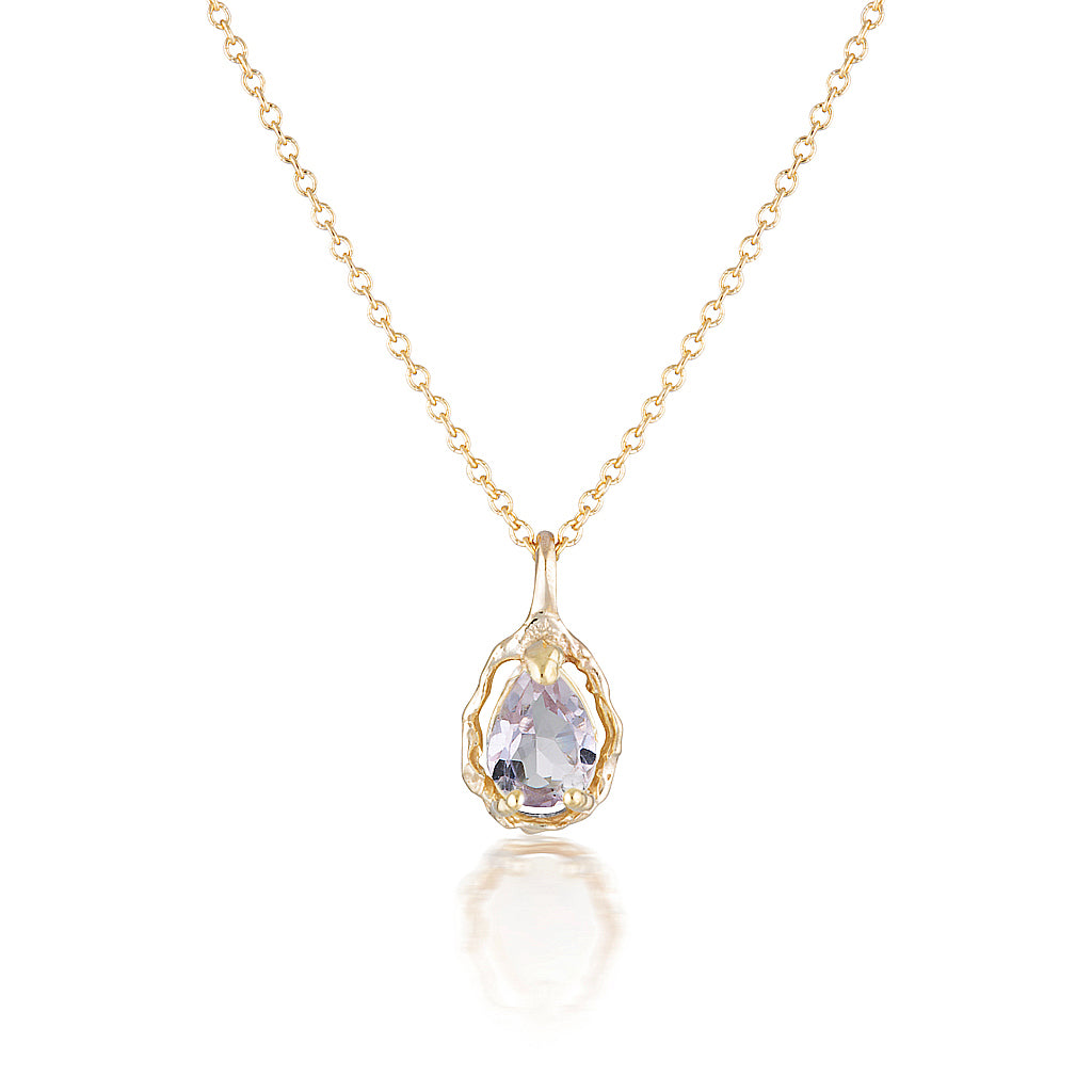 Pear Halo necklace II | Pink Amethyst
