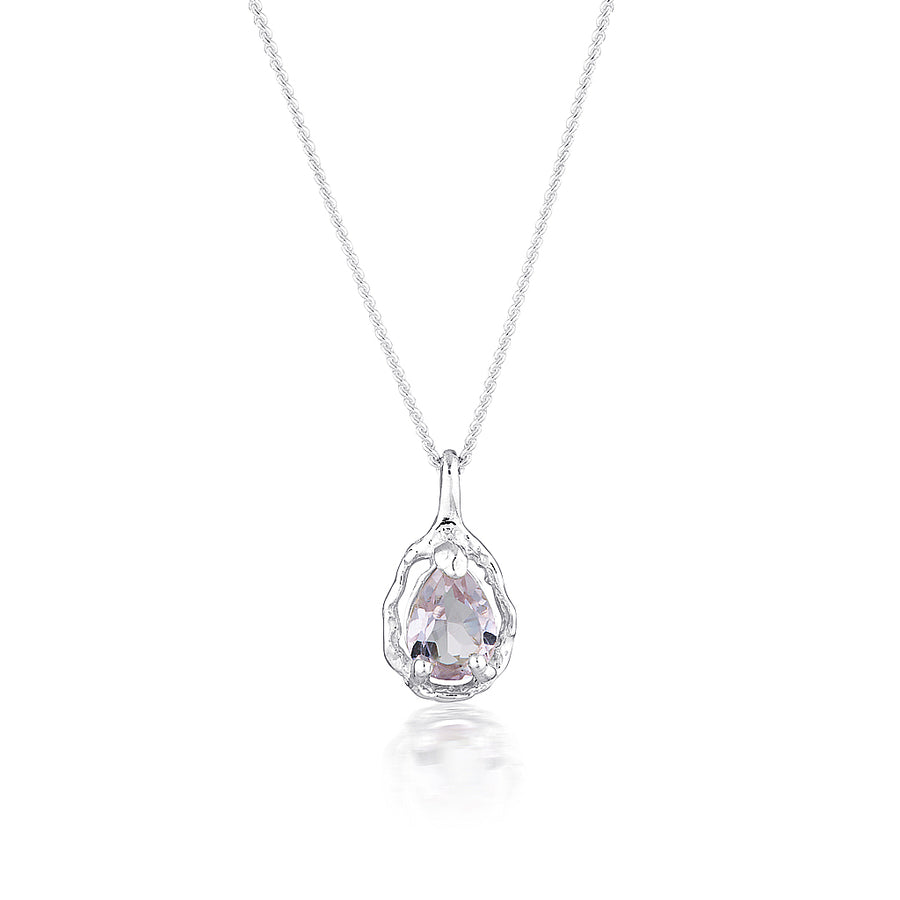 Pear Halo necklace | Pink Amethyst