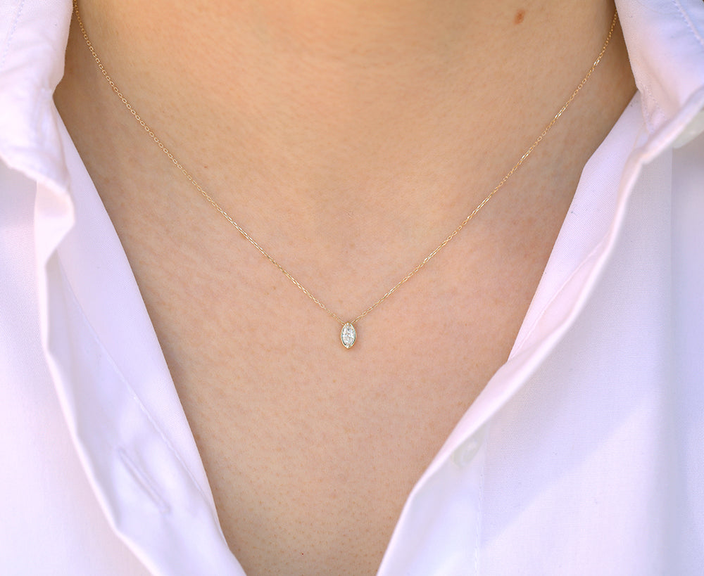 Marquise Slider Necklace | Medium Diamond