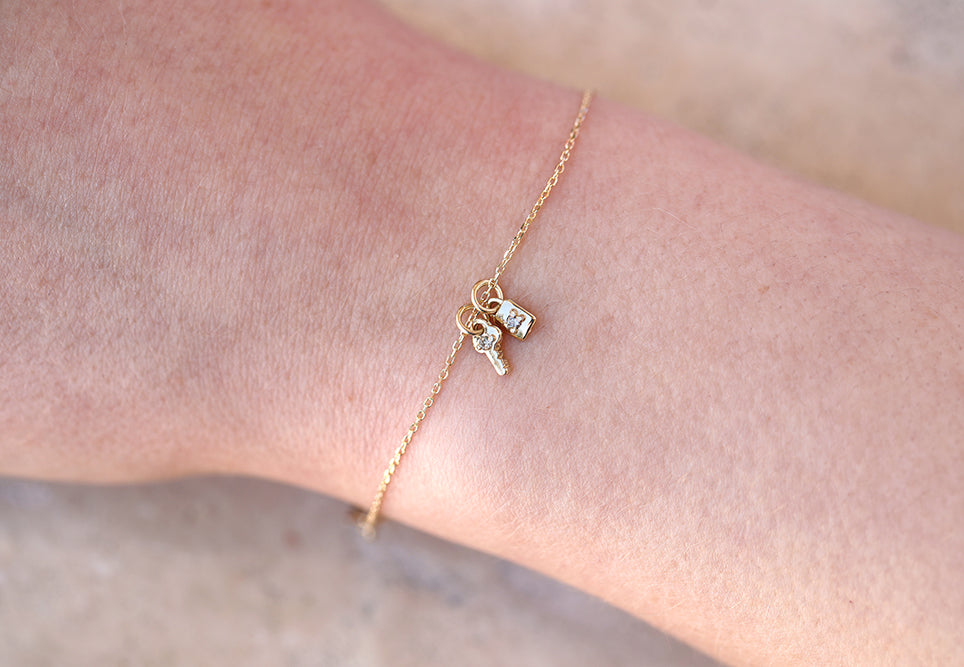 Mini Key & Padlock Bracelet | birthstone