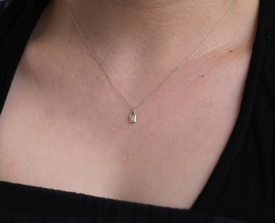 Mini Padlock Necklace | diamond