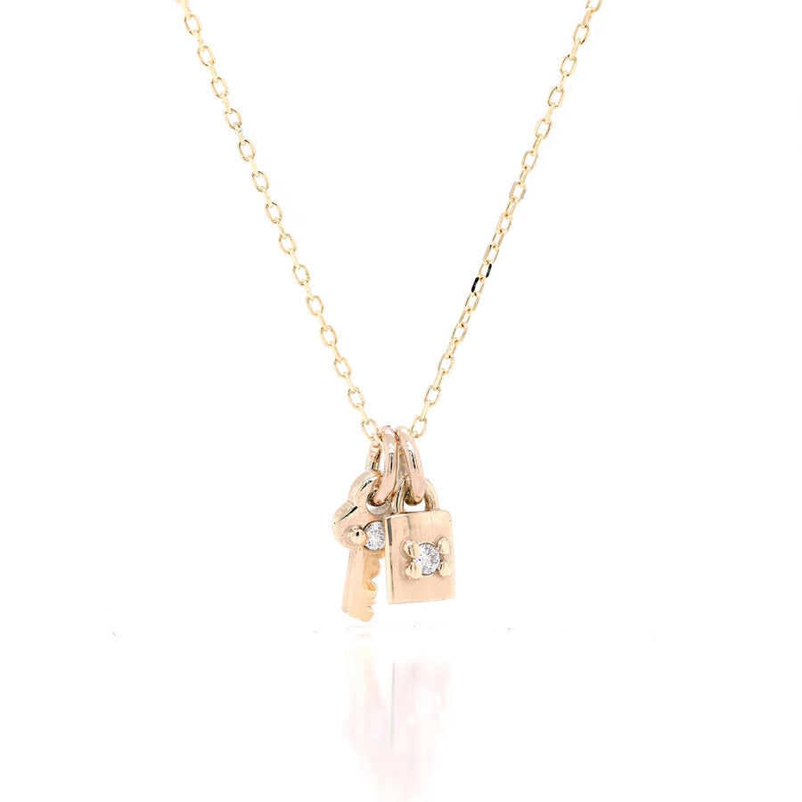 Mini Key & Padlock Necklace II | diamond