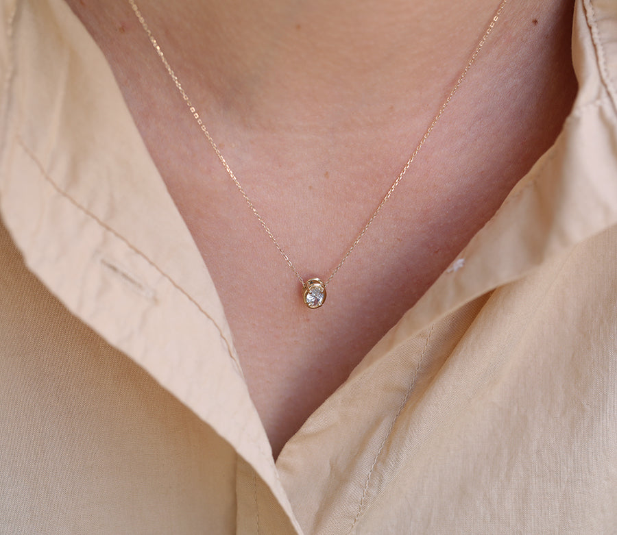 Oval Slider Necklace | Large Diamond
