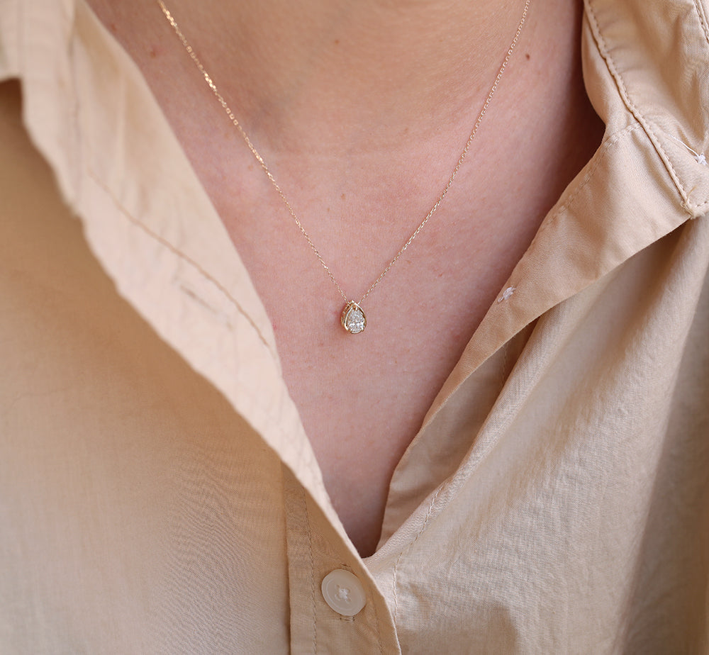 Pear Slider Necklace | Large Diamond
